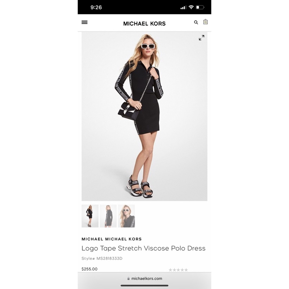 Michael Kors Logo Tape Stretch Viscose Polo Dress